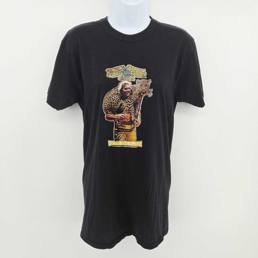 Ringling Bros Gunther Gebel-Williams Circus T-Shirt Black Large 80s Vintage USA
